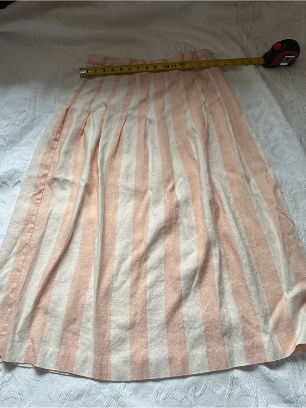 Striped Pink and Cream A-Line Women's Skirt - Picture 3 of 9